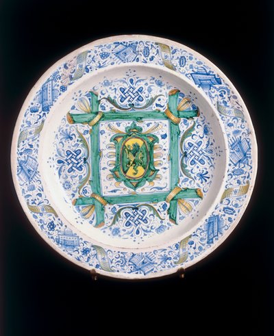 Assiette avec le Lion rampant, manufacture de Cafaggiolo - Italian School