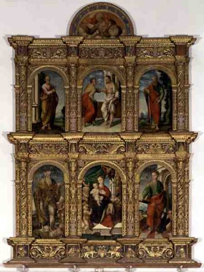 Polyptyque montrant la Vierge à l