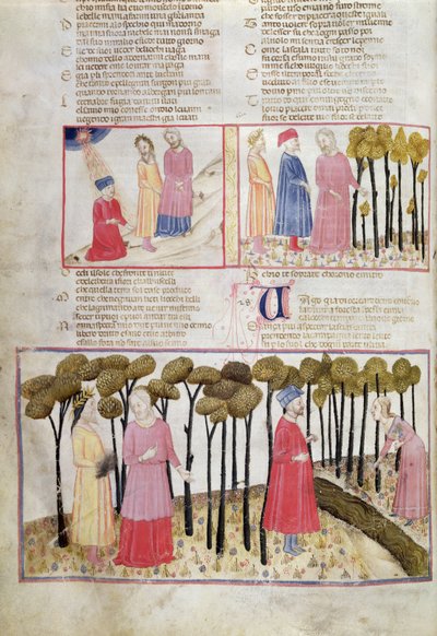 Purg.XXVIII f.47v Virgile prenant congé et la forêt divine, de La Divine Comédie par Dante Alighieri - Italian School