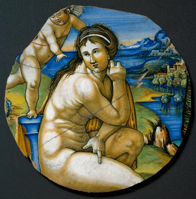 Représentation de Vénus, assiette en céramique produite à Faenza, Italie. Vers 1530, Florence, Museo Nazionale del Bargello - Italian School
