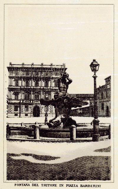 Rome : Fontaine du Triton sur la Place Barberini - Italian School