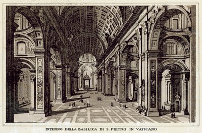 Rome : Intérieur de la Basilique Saint-Pierre au Vatican - Italian School