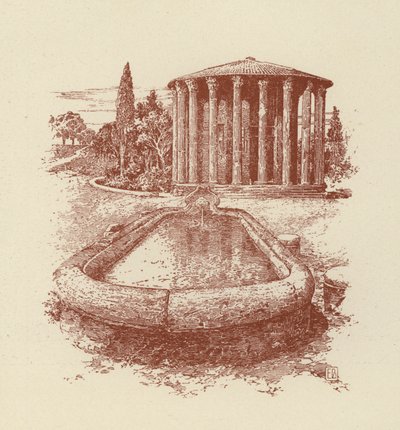Rome, Temple de Vesta (litho) - Italian School