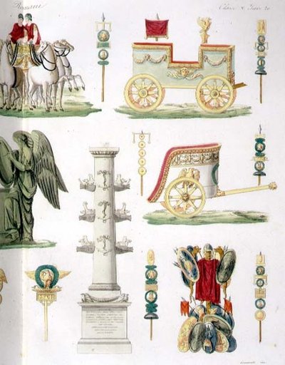 Chariots romains, trophées et monuments militaires, détail de la planche 20, classe 5 de la partie I de 