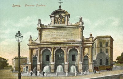 Rome, Italie, Fontana Paolina (lithographie couleur) - Italian School