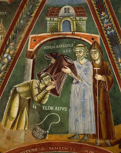 Saint Heldrad revient de Saint-Jacques-de-Compostelle, dans la chapelle des Saints Heldrad et Nicolas - Italian School