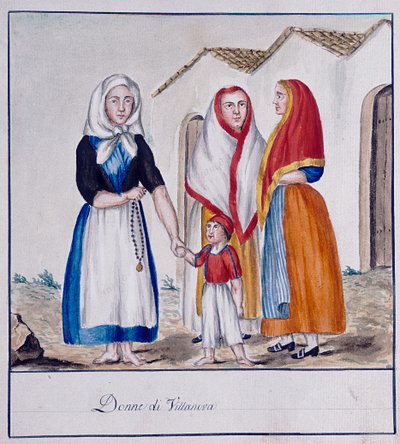 Costumes sardes de Villanova, imprimé ms.258, Collection Luzzetti - Italian School
