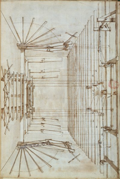 Machinerie de scène pour les opéras au théâtre San Salvatore à Venise, 1675 - Italian School