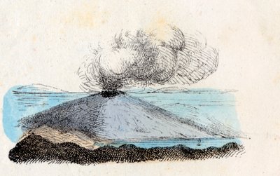Volcan fumant ou reposant, Lithographie Corbetta, Milan - Italian School