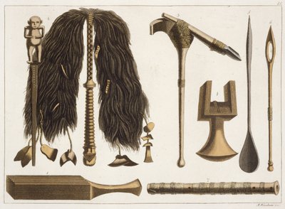 Outils et instruments cérémoniels tahitiens, illustration d