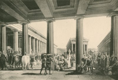 La bourse dans le forum triangulaire (gravure) - Italian School