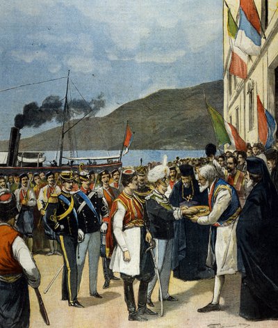 Le Prince de Naples - puis Victor Emmanuel III - reçoit à Rijeka, selon la tradition, du pain et du sel de la famille d