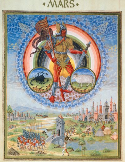 La planète Mars et un château assiégé, illustration de 