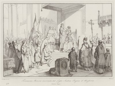 Tommasina Morosini couronnée par son fils Andrea Reine de Hongrie - Italian School