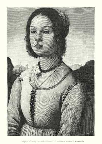 Une jeune Florentine, Collections de Florence, Les Offices (gravure) - Italian School