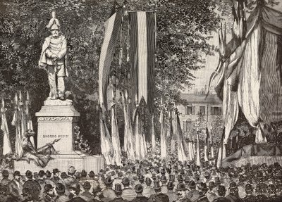 Inauguration du monument au général Giacomo Medici, Milan, Italie (gravure) - Italian School