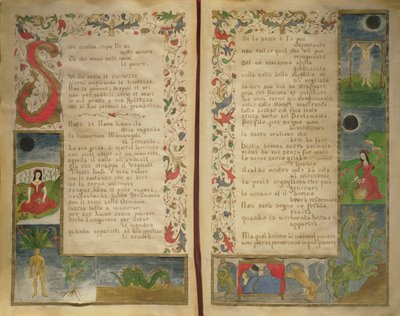 Vers et illustrations de bordure sur comment invoquer le diable - Italian School