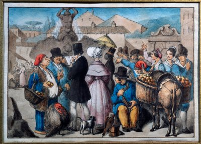 Scène de marche à Rome - Italian School