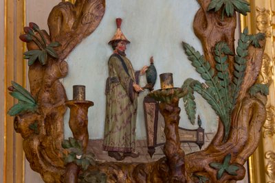 Applique murale avec décorations exotiques, salle de jeux, résidence de chasse, par Filippo Juvarra, Stupinigi, Piémont, Italie - Italian School