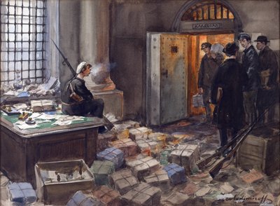 Confiscation des obligations à la banque Wawelberg à Petrograd par Vladimirov, Ivan Alexeyevich (1869-1947) - Ivan Alexeyevich Vladimirov