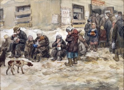 Années de famine à Petrograd. Une "salle à manger communale" par Vladimirov, Ivan Alexeyevich (1869-1947) - Ivan Alexeyevich Vladimirov