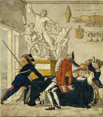 Napoléon Bonaparte vendant des biens volés, 1813 - Ivan Ivanovich Terebenev