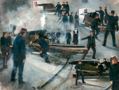 Équipage de canon, casemates de la batterie de Dartmouth Point, château de Dartmouth, fin du 19ème siècle, années 1990 - Ivan Lapper