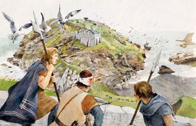 Château de Tintagel en 1230 (aquarelle sur papier) - Ivan Lapper
