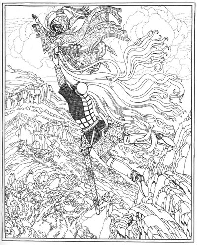 Fuite de Chernomor et Ruslan. Illustration du poème Ruslan et Ludmila par A. Pouchkine, 1918 - Ivan Yakovlevich Bilibin