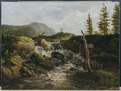 Paysage montagneux avec une cascade, Norvège - Johan Christian Dahl