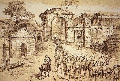 Le général Outram entrant dans les défenses de la Résidence, Lucknow, le 25 septembre 1858, à la tête de la force de secours de Havelock - J.F. (after) Weedon
