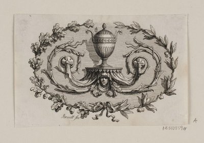 Un vase à deux anses, entouré de feuillages - J.F. Clemens