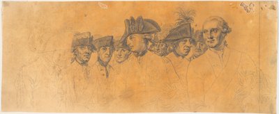 Travail préparatoire pour la gravure : Frédéric le Grand rentre chez lui après une revue à Potsdam - J.F. Clemens