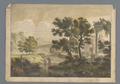 Paysage avec le baptême du Christ - J.H. Wend
