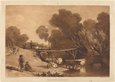 Pont et vaches, publié en 1807 - Joseph Mallord William Turner