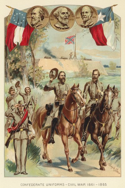 Uniformes confédérés, guerre civile 1861-1865 - J. (after) Steeple Davis