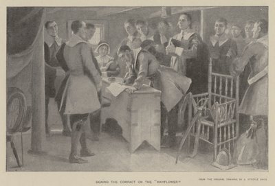 Signature du pacte sur le "Mayflower" - J. (after) Steeple Davis