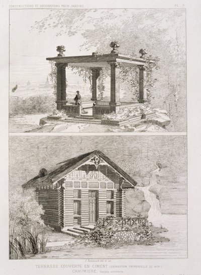 Terrasse couverte de ciment et tonnelle conçue par Danjoy, c.1880 - J. Boussard