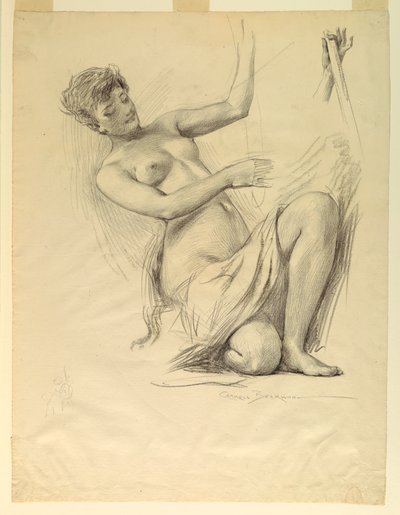 Étude de figure, possiblement pour le dôme du bâtiment des manufactures et des arts libéraux, Exposition colombienne mondiale, Chicago, IL - J. Carroll Beckwith