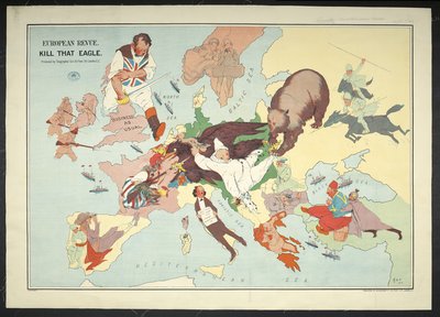 Carte dessinée de la zone de guerre européenne intitulée 