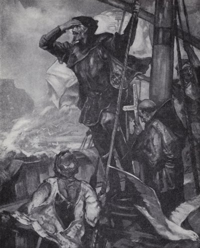 Explorateur portugais Vasco da Gama apercevant le Cap de Bonne-Espérance lors de son voyage vers l
