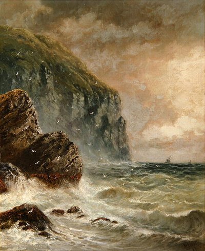 Paysage marin avec falaise - J. H. Blunt