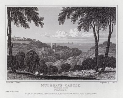 Vue générale du château de Mulgrave, Yorkshire - John Preston Neale