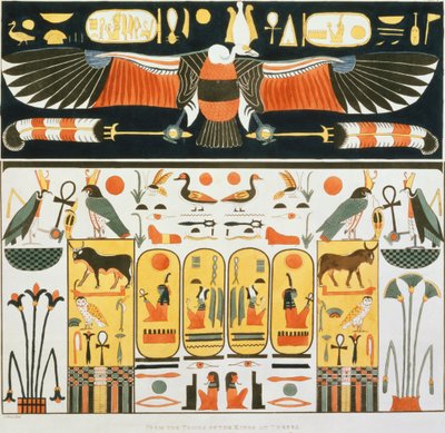 Murale des Tombes des Rois de Thèbes, découverte par G. Belzoni, planche 2 de `Plates Illustrative of the Researches in Egypt and Nubia`, gravé par Charles Hullmandel 1820-22 - J. Ricci