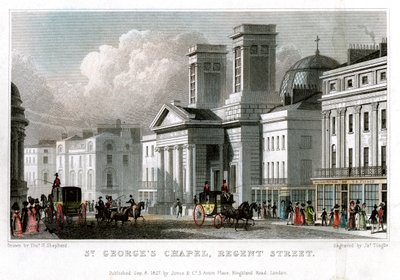 Chapelle Saint-Georges, Regent Street, Westminster, Londres, 1827 - J. Tingle