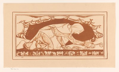 Homme en habit de moine rampant avec une houe - Jac Jongert