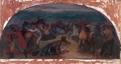 Voleurs de bétail surpris par une patrouille, étude murale, Burns, Oregon, 1941 - Jack Wilkinson