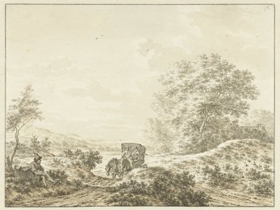 Paysage vallonné avec une voiture de voyage - Jacob  Cats