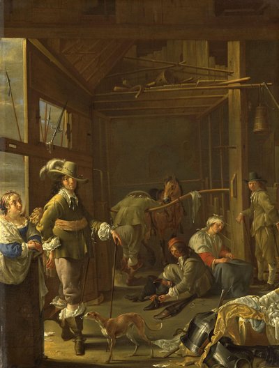 Soldats dans une étable - Jacob Duck