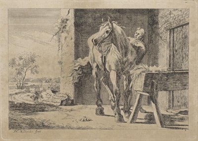 Figure avec un cheval près d